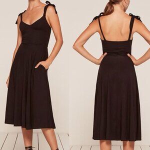 Reformation Black Amira Knit Midi Dress Size Small 41345